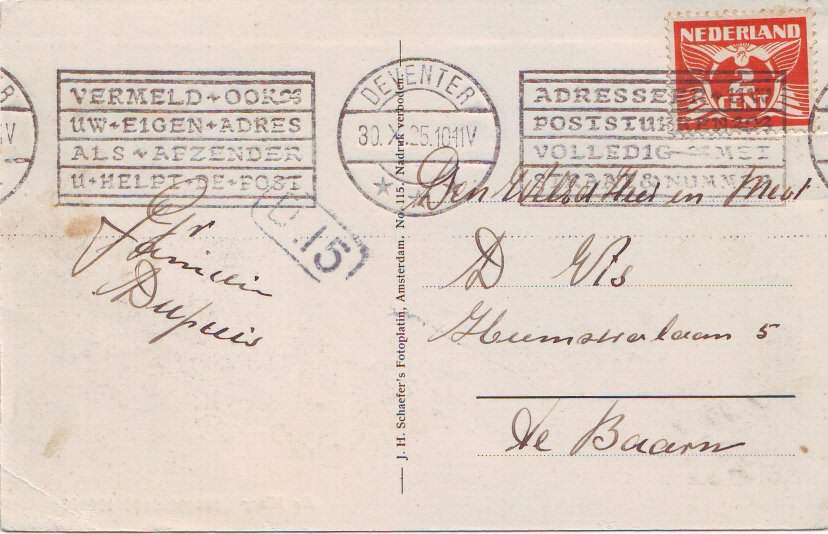 Ansichtkaart Deventer Baarn 1925