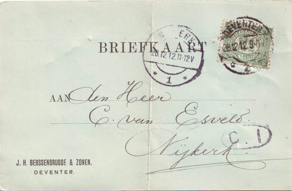 Berichtkaart Deventer Nijkerk 1912