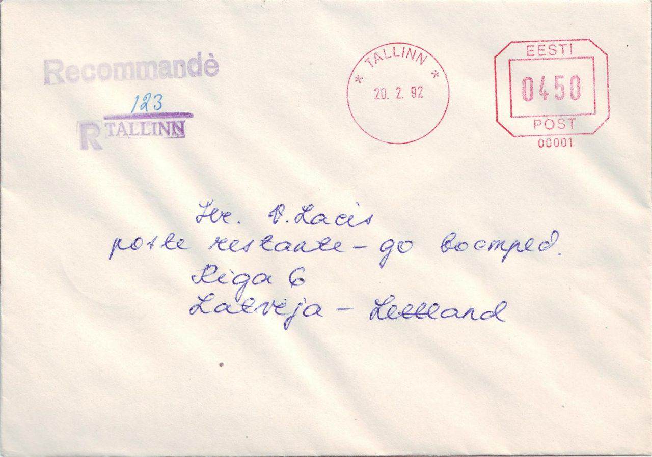 Franking machine at the post office Tallinn 1992